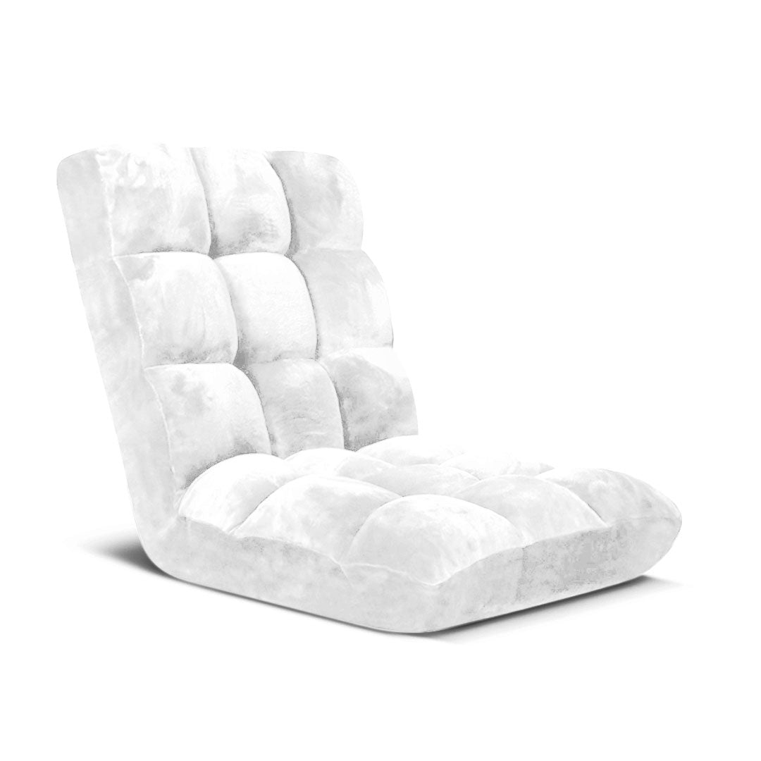 SOGA Floor Recliner Folding Lounge Sofa Futon Couch Folding Chair Cushion White-0
