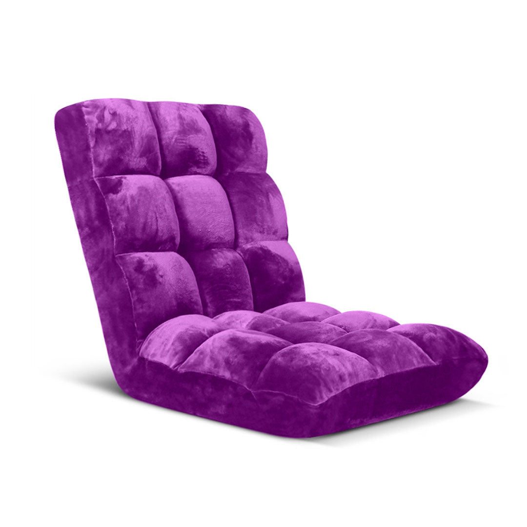 SOGA Floor Recliner Folding Lounge Sofa Futon Couch Folding Chair Cushion Purple-0