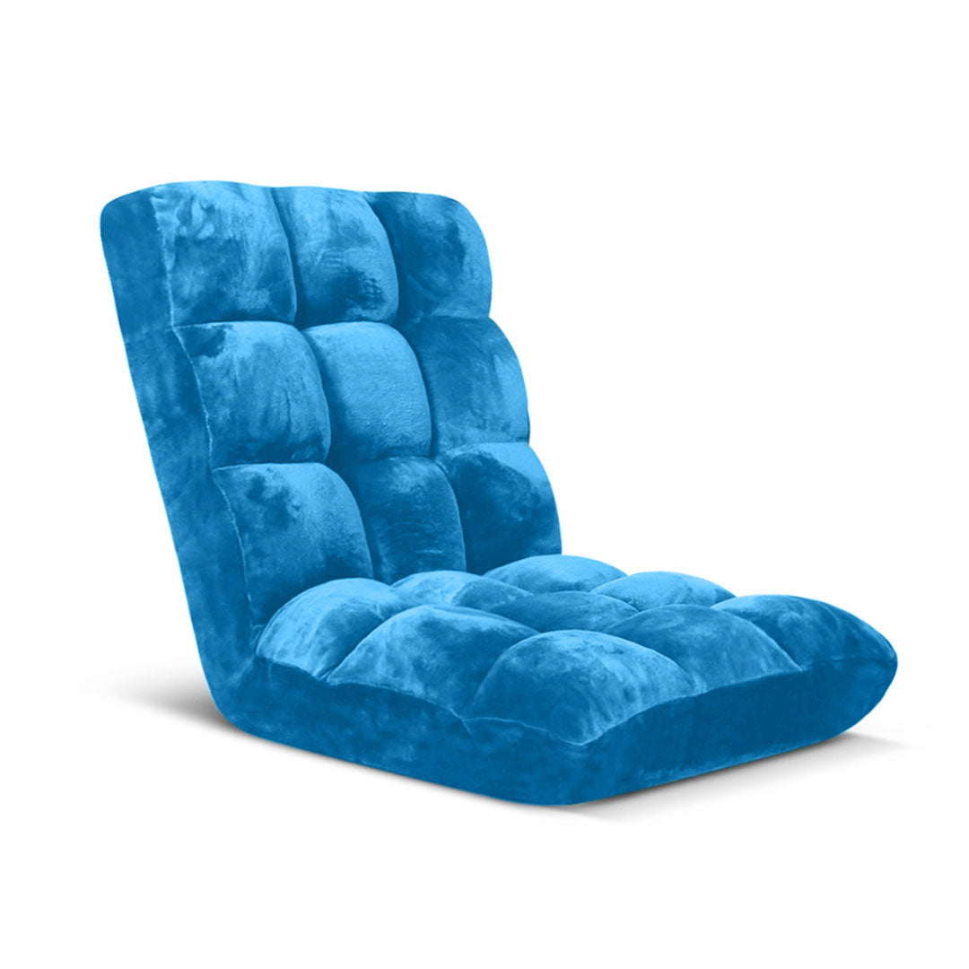 SOGA Floor Recliner Folding Lounge Sofa Futon Couch Folding Chair Cushion Blue-0