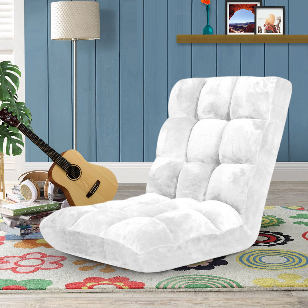 SOGA Floor Recliner Folding Lounge Sofa Futon Couch Folding Chair Cushion White-1