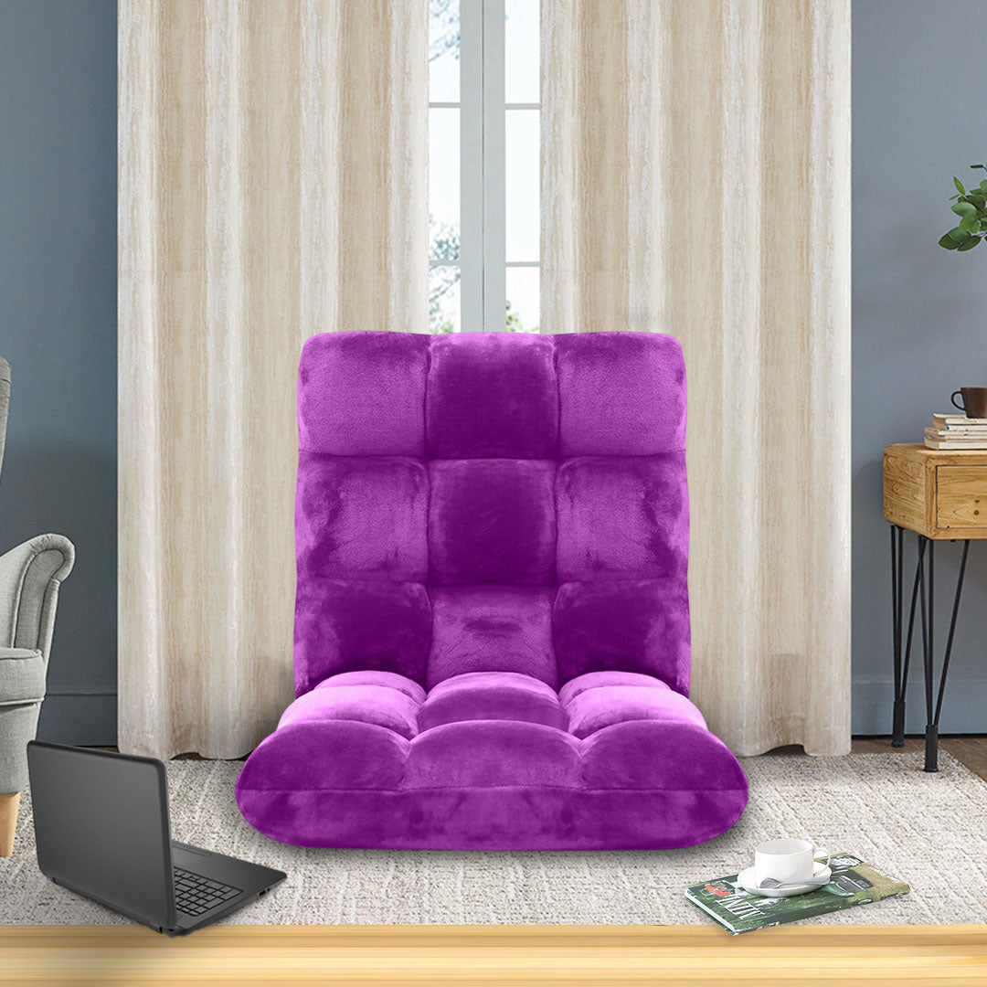 SOGA Floor Recliner Folding Lounge Sofa Futon Couch Folding Chair Cushion Purple-4
