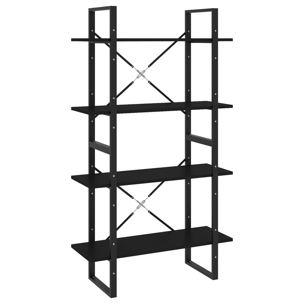 NNEVL 4-Tier Book Cabinet Black 80x30x140 cm Chipboard-1
