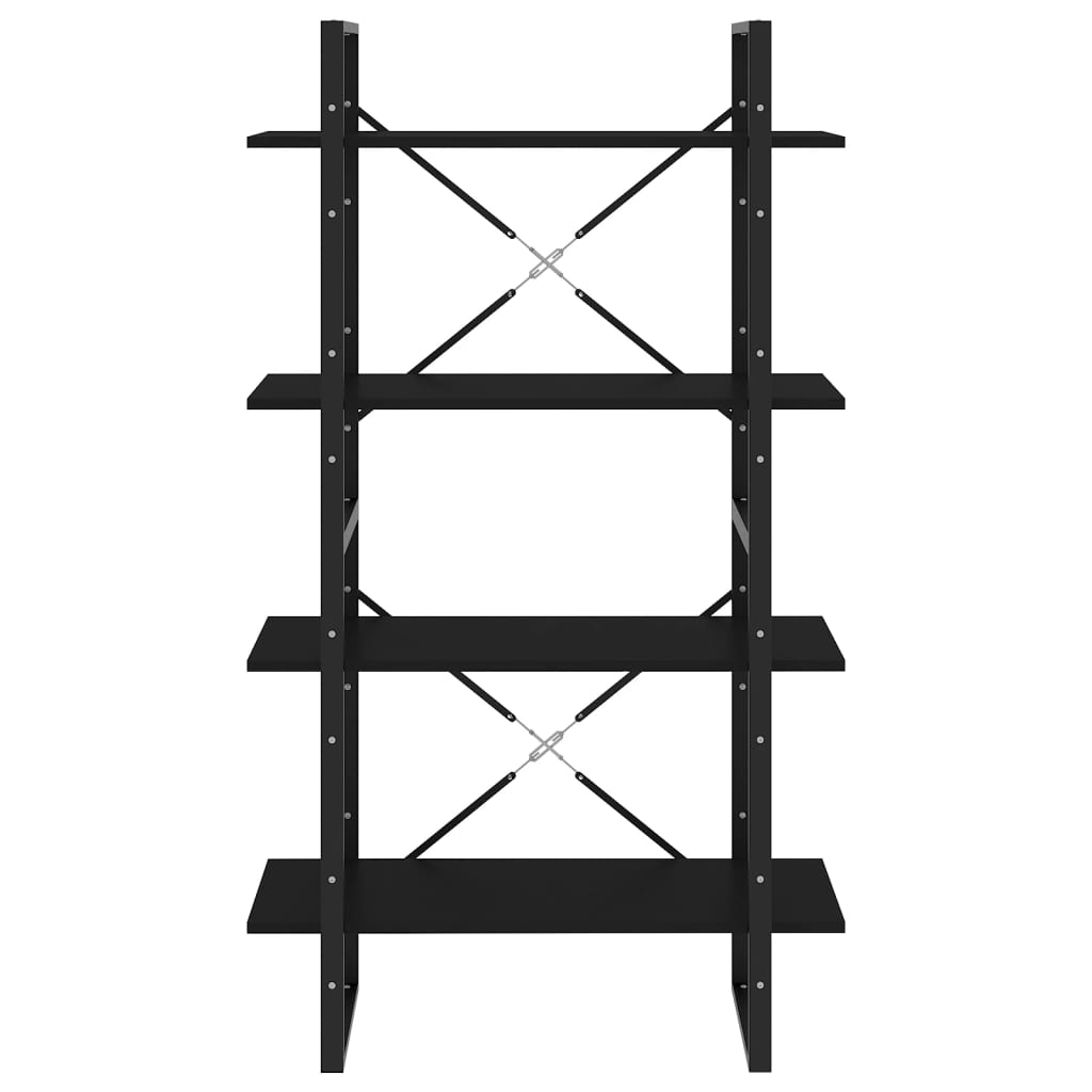 NNEVL 4-Tier Book Cabinet Black 80x30x140 cm Chipboard-4
