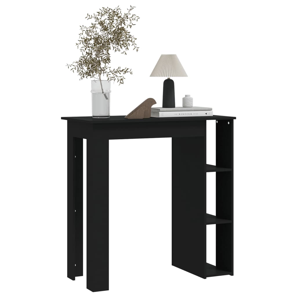 NNEVL Bar Table with Shelf Black 102x50x103.5 cm Chipboard-2