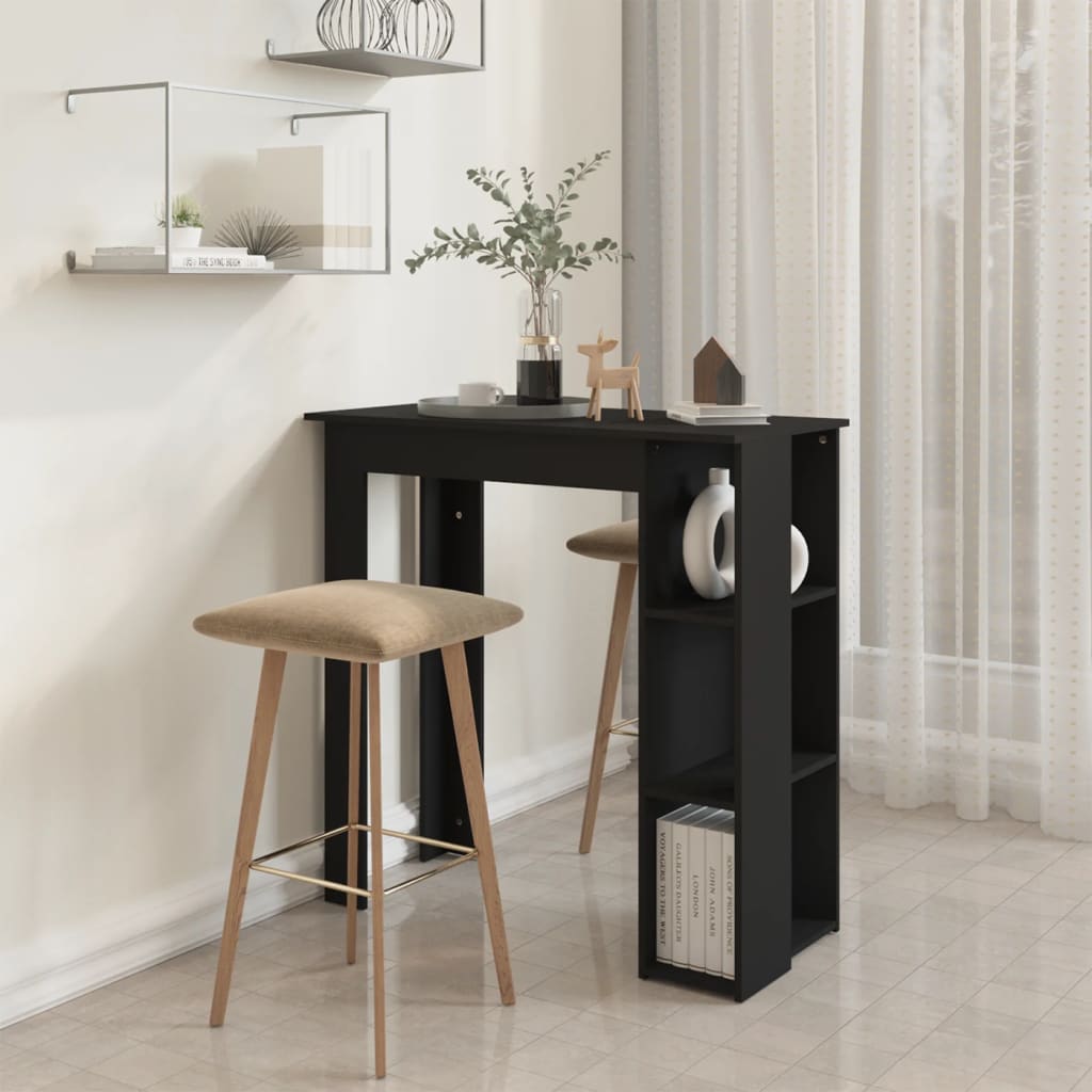 NNEVL Bar Table with Shelf Black 102x50x103.5 cm Chipboard-3