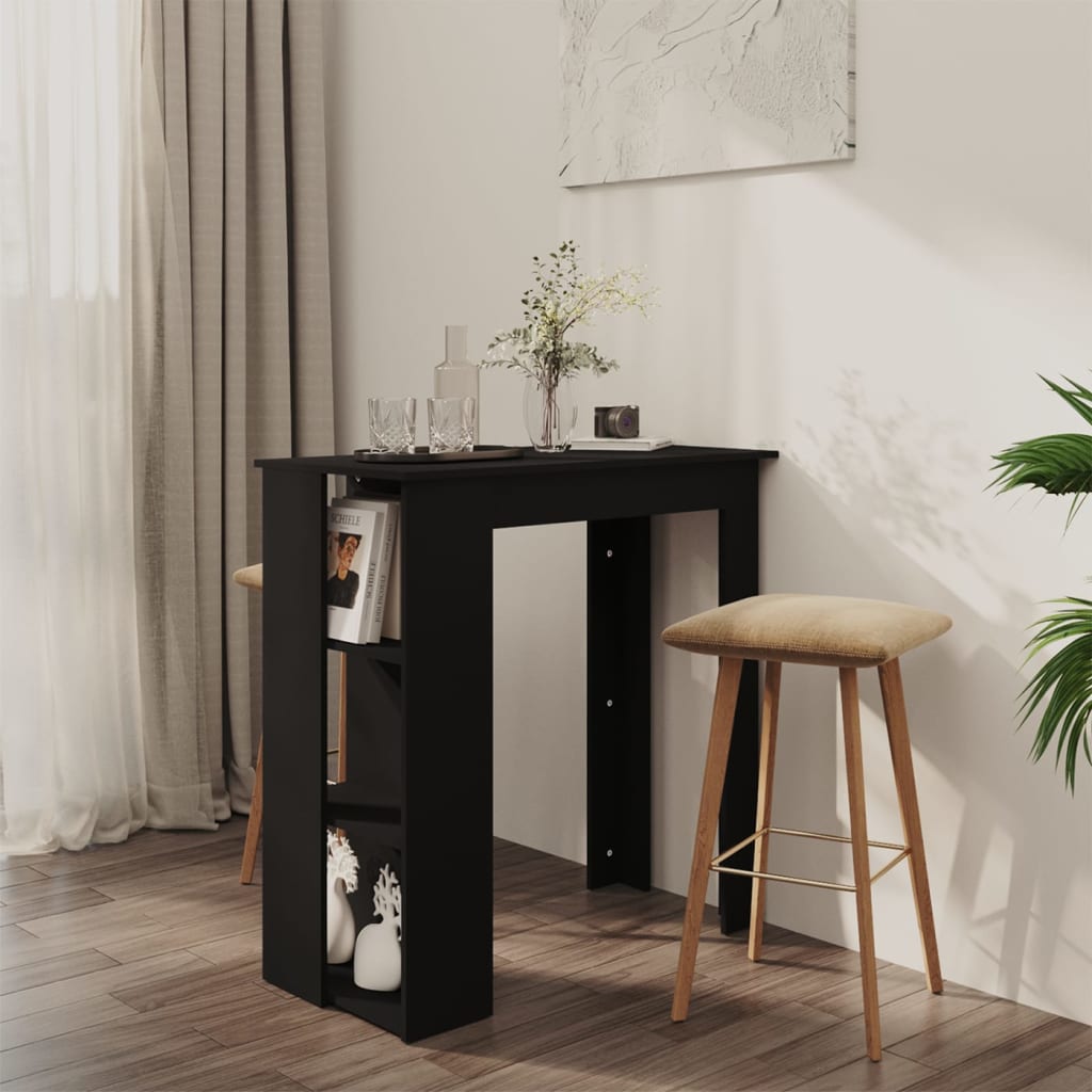 NNEVL Bar Table with Shelf Black 102x50x103.5 cm Chipboard-0