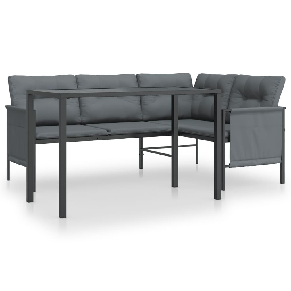 NNEVL 2 Piece Garden Dining Set Anthracite Steel-1