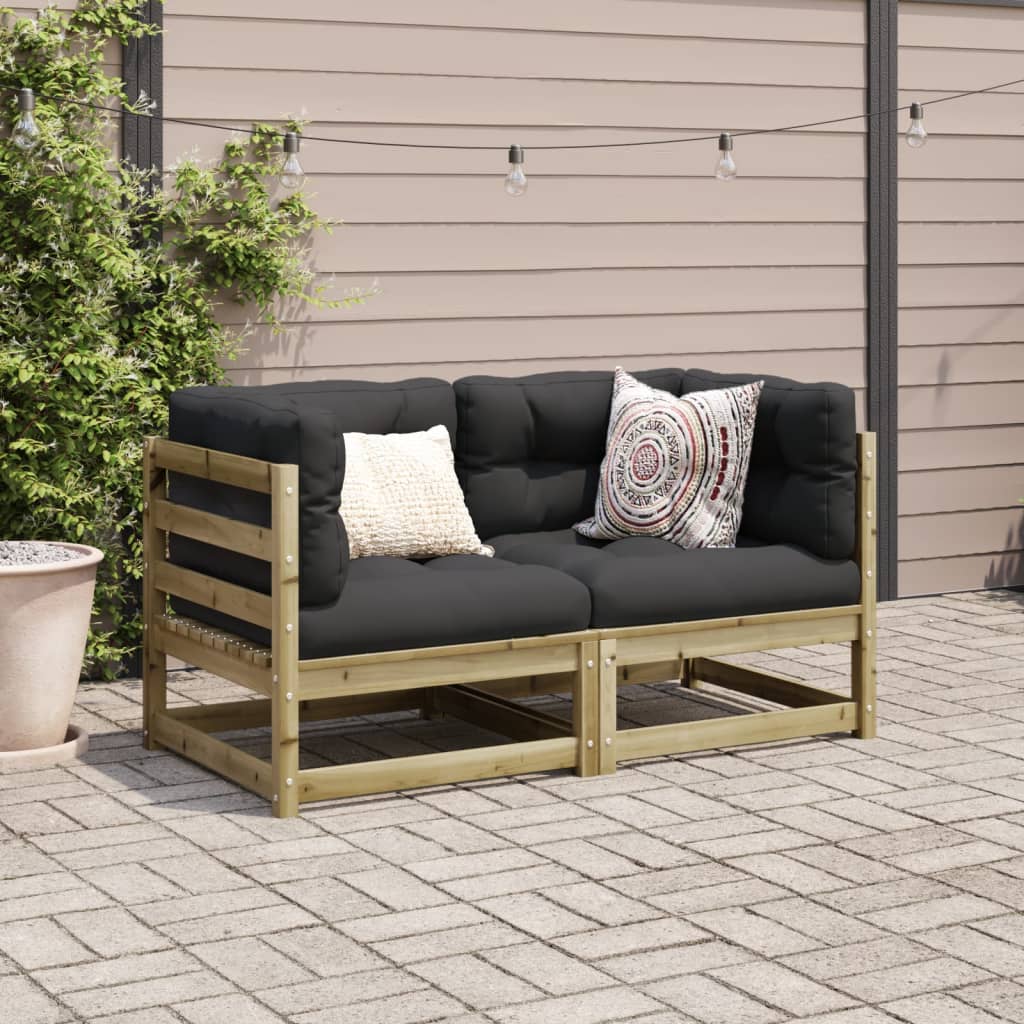NNEVL 2 Piece Garden Sofa Set with Cushions Impregnated Wood Pine-2