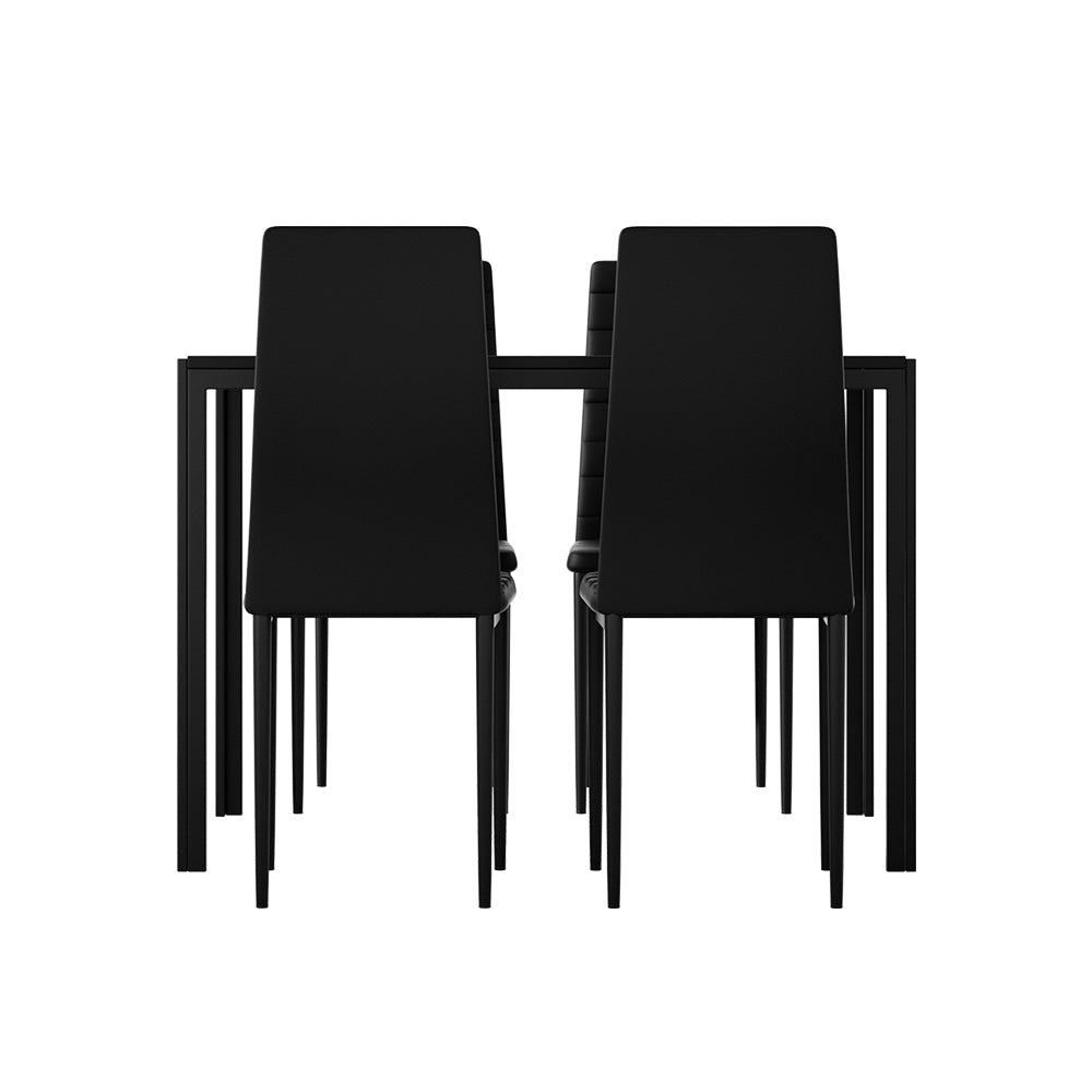NNEDSZ Artiss Dining Chairs and Table Dining Set 4 Chair Set Of 5 Black-2