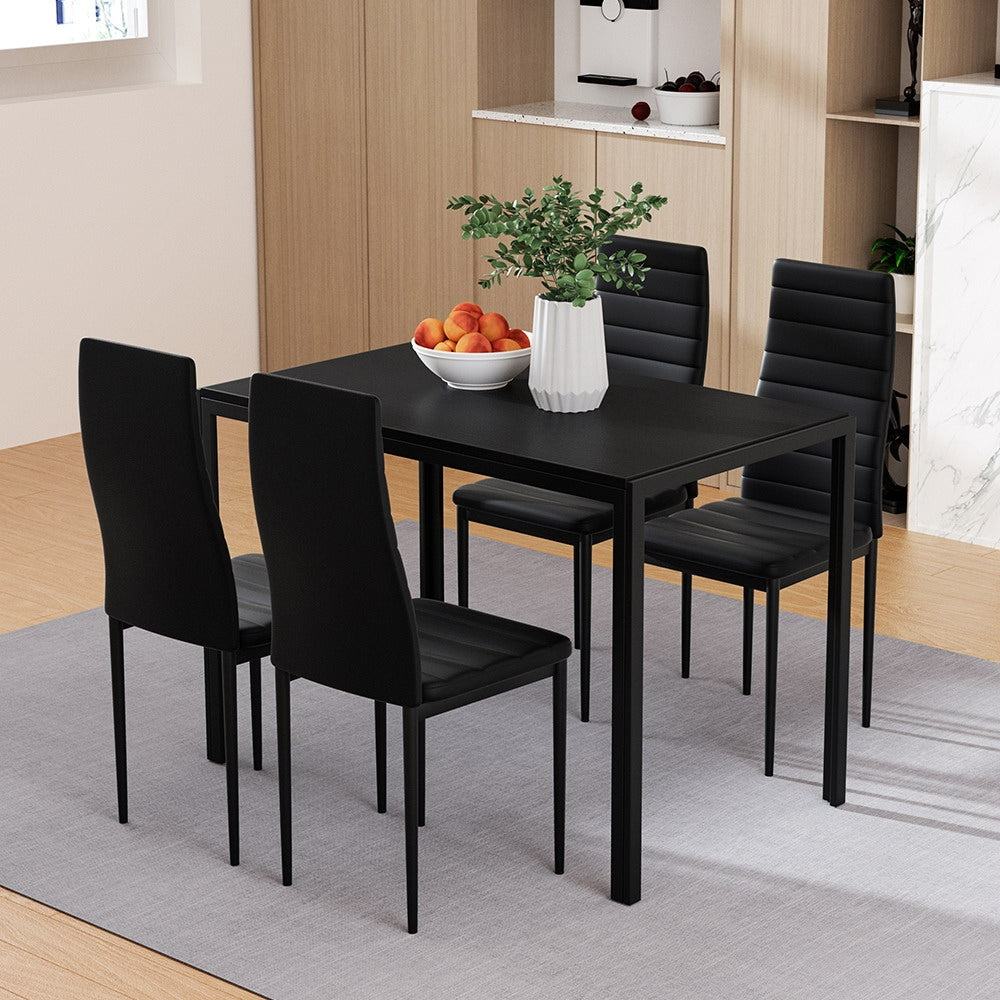 NNEDSZ Artiss Dining Chairs and Table Dining Set 4 Chair Set Of 5 Black-0