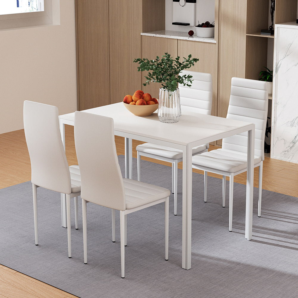 NNEDSZ Artiss Dining Chairs and Table Dining Set 4 Chair Set Of 5 White-0